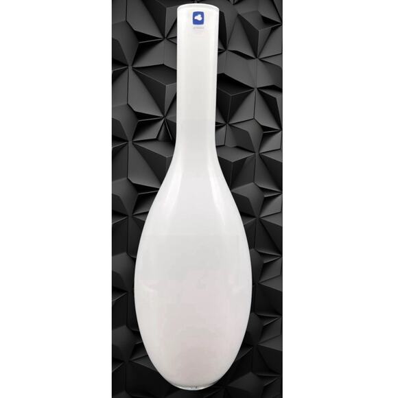 Art Glass Vase Leonardo 15” Handmade White Beauty Cased Modern Minimalistic - Picture 1 of 5